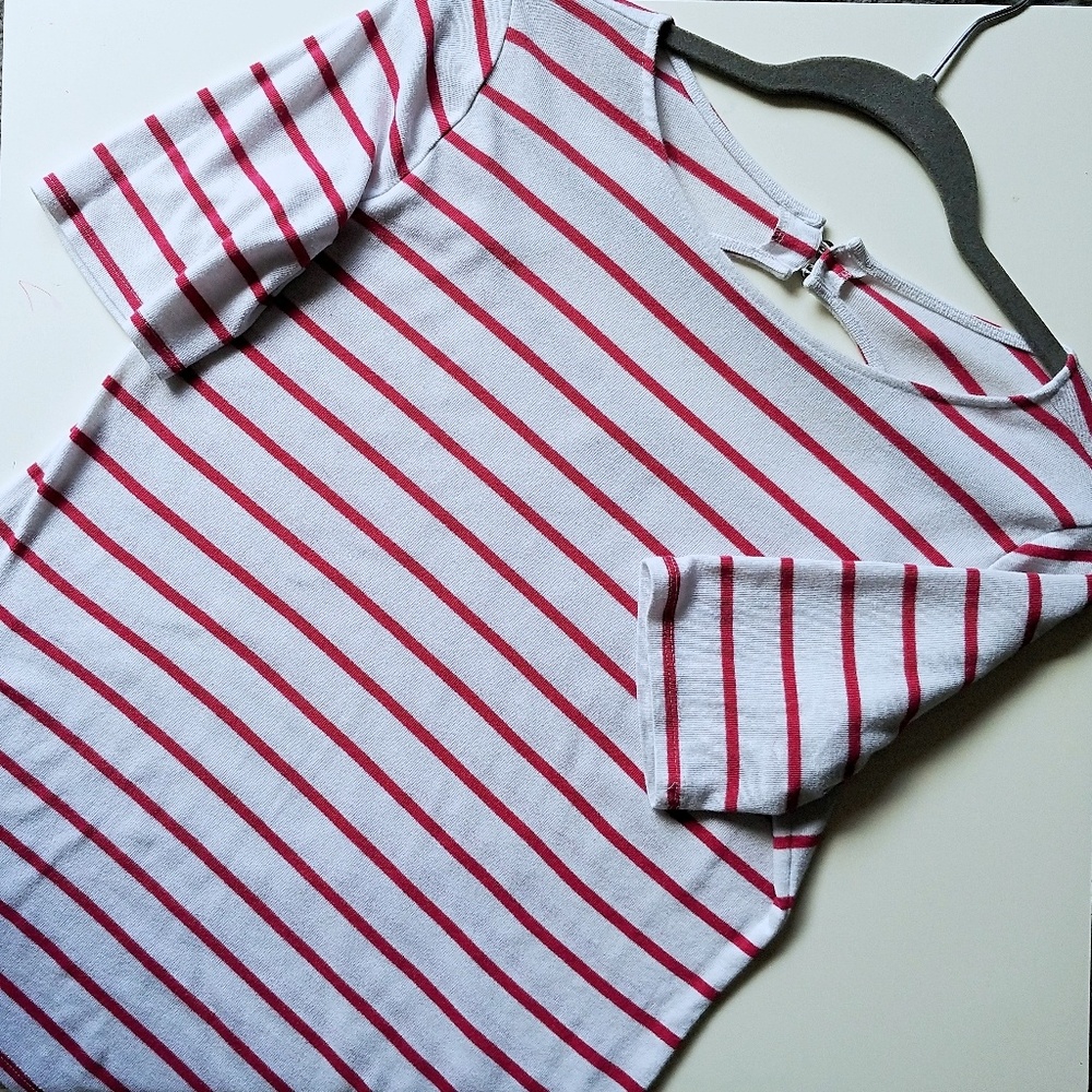 LOFT Vintage Soft Tee Red and White stripes - M